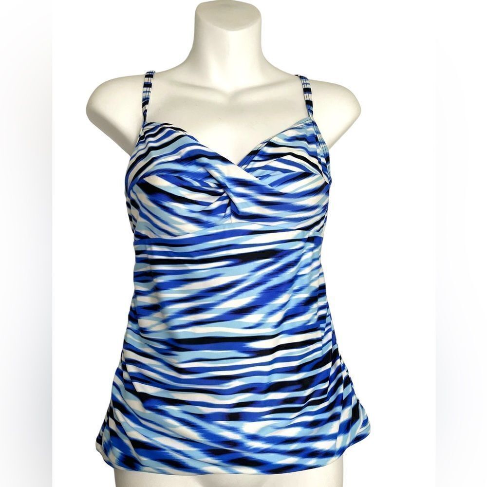 Croft & Barrow Striped Tankini Swimsuit Top Size 10 Blue